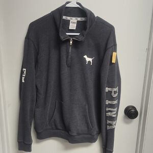 PINK Victoria's Secret Men's Charcoal Zip-Up Sweater